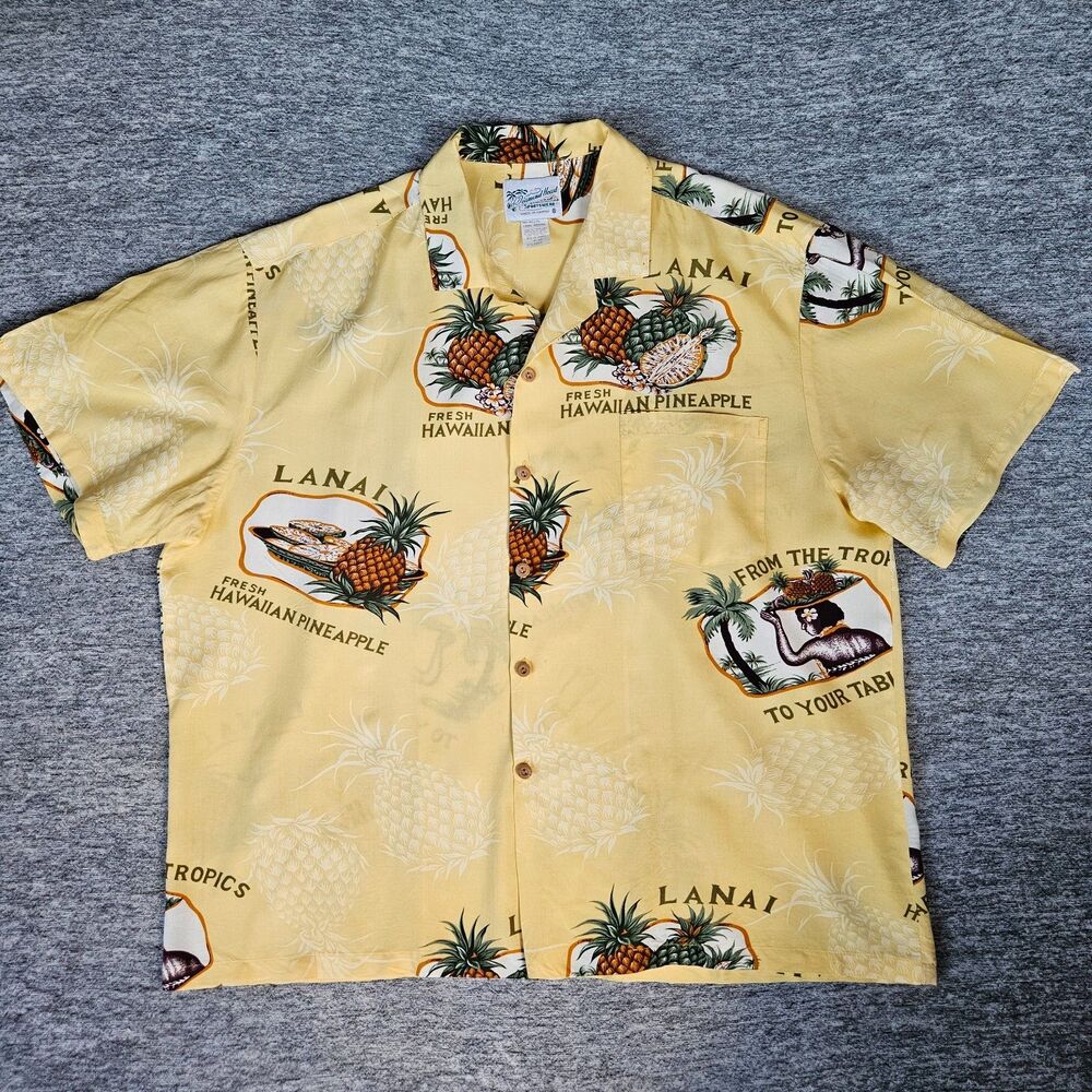 VTG Men's Diamond Head Sportswear Hawaiian Button Up Shirt XL Pineapple Lanai